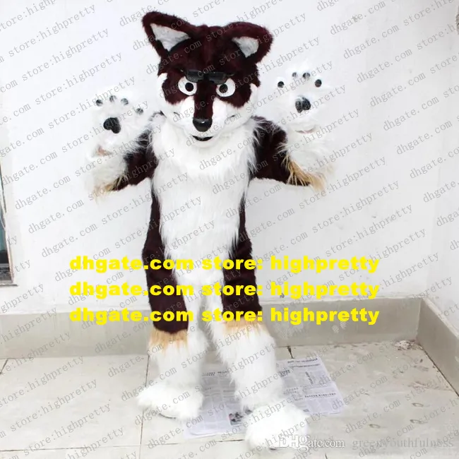 Costume da mascotte cane Husky peloso pelo lungo Volpe Lupo Fursuit Personaggio dei cartoni animati per adulti Film di animazione Apertura di nuove attività zz7926