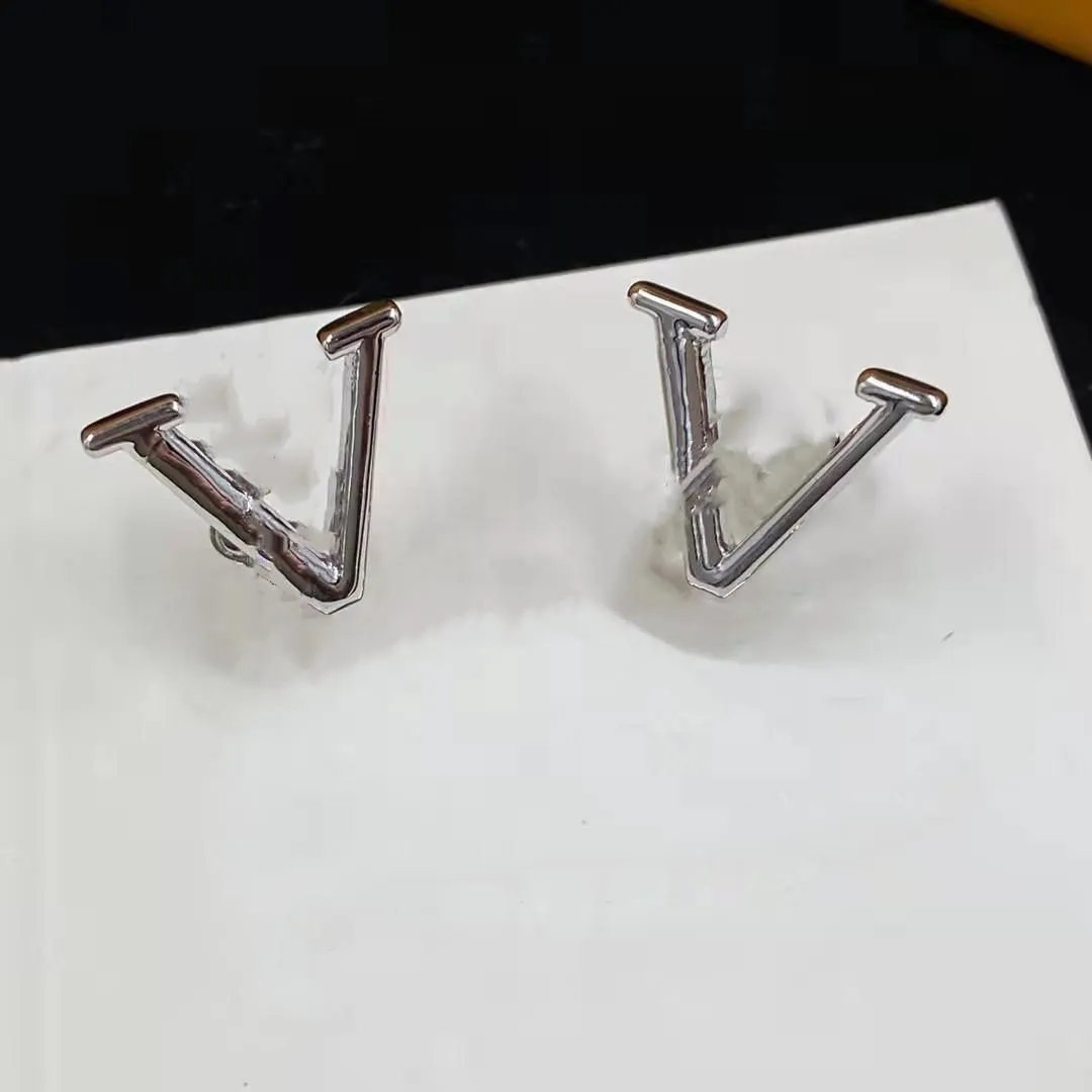 Pendientes con letras de oro y plata de marca de diseñador de lujo para mujer, joyería de regalo para pareja de boda y fiesta, plata 9252644