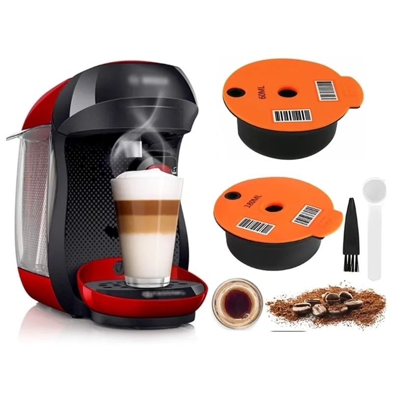 Kahve Filtreleri Yeniden Kullanılabilir Kapsül Pod Pod Silikon Kapak Bosch ile Uyumlu Happy Suny Vivy 60 180ml