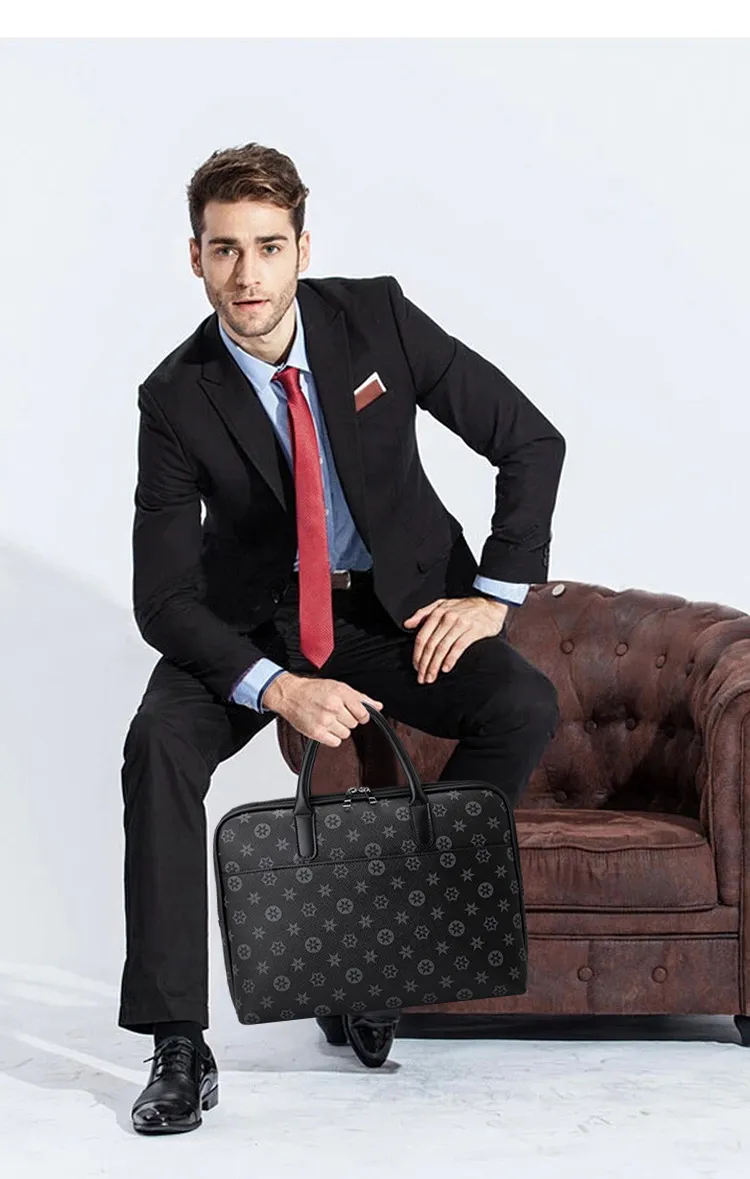 Designer Leather Briefcase Black Messenger Bag for Men and Women