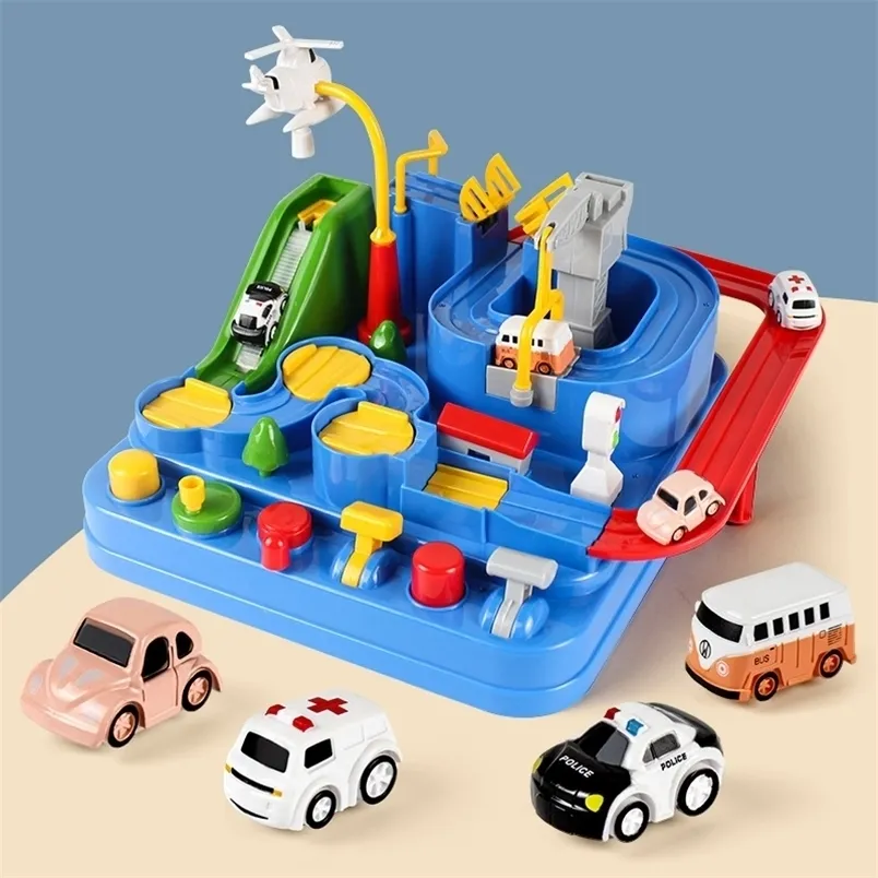 Modèle de voiture moulé sous pression, voiture de course, jouet de piste de Train, jouets pour enfants, Montessori, cadeaux pour garçons et filles, aventure mécanique, jeu de Table cérébral 221103