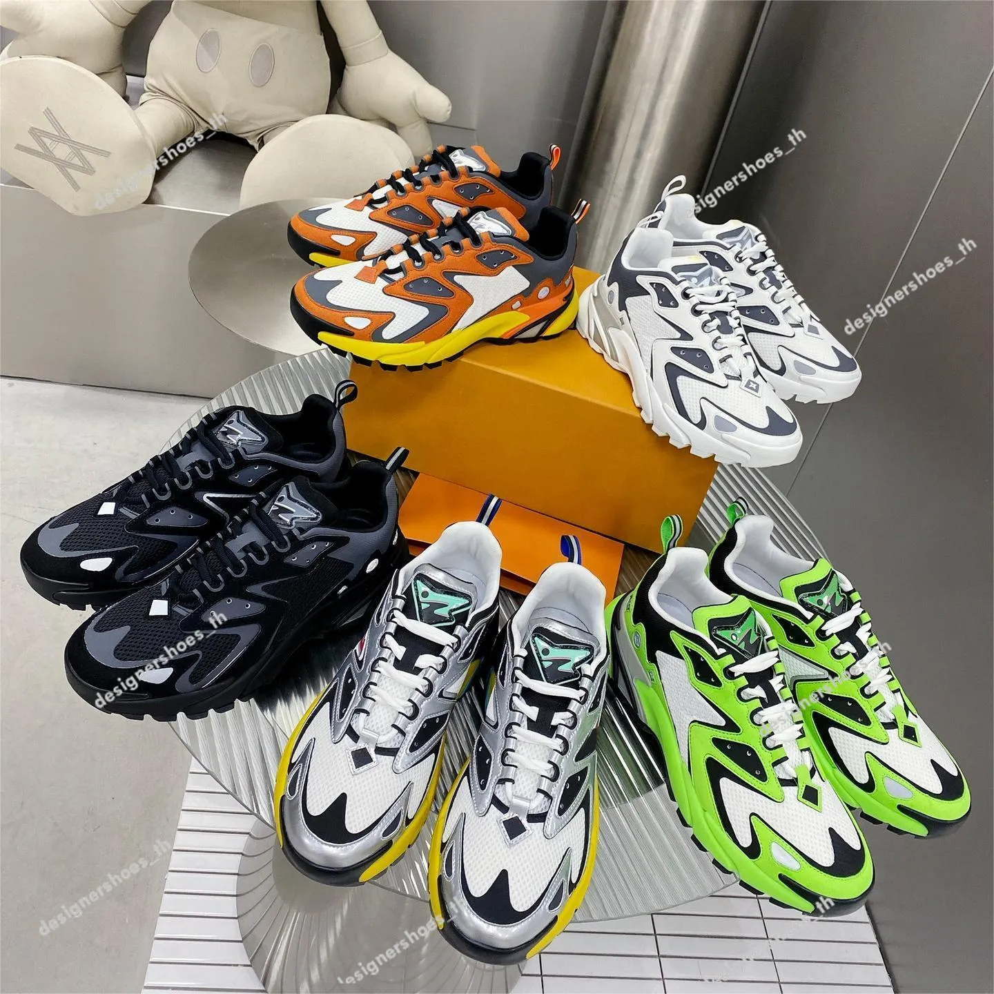 Tasarımcı Sneakers RUNNER TATIC Erkek Ayakkabı Mesh Dana Derisi Retro Sneaker Moda Bak Açık Koşu Eğitmenler Ekleme Şekillendirici Ayakkabı 38-44