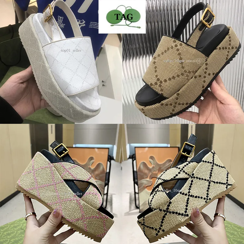 Platforma designerska kobiety Sandały Kapcie Slajd Luksusowe płaskie obcasy Flip Flip Flops Buty haftowane platforma gumowa skórzana skórka do kobiet