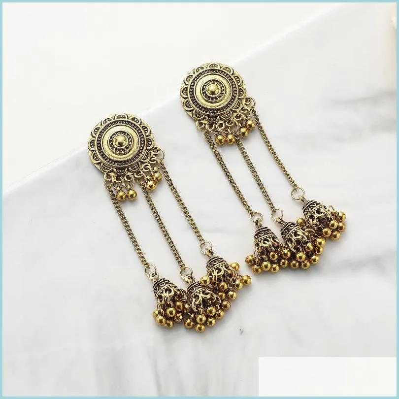 Stud Stud 2021 Llegadas Borla larga Campanas Pendientes colgantes Birdcage Pendiente Redondo Oro Eardrop Ear Studs Aretes Bohemian Women Jewel Dhlcb