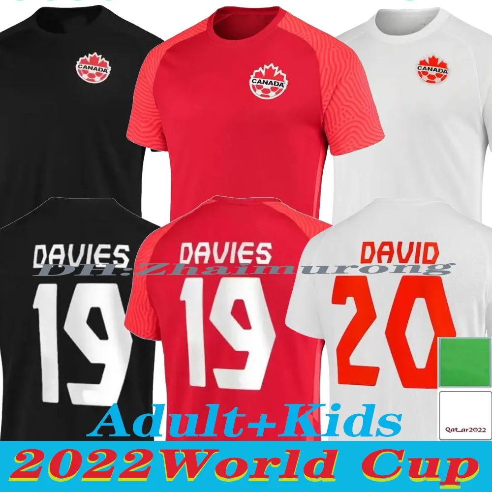 Maglia della Coppa del mondo 2022 Maglia da calcio canadese casalinga 3a squadra nazionale DAVIES DAVID nera EVSTAQUIO HUTCHINSON LARIN CAVALLINI LARYEA MILLAR maglie da calcio