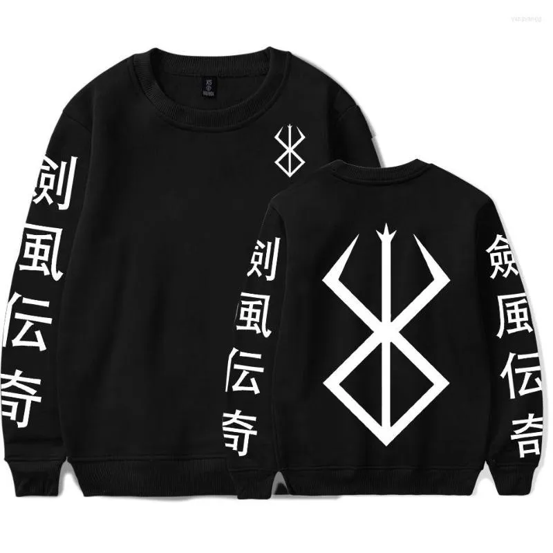 Herrtröjor anime hoodie berserk logo tryck grafisk crewneck tröja pullover harajuku hip hop män/kvinnor streetwear överdimensionerade