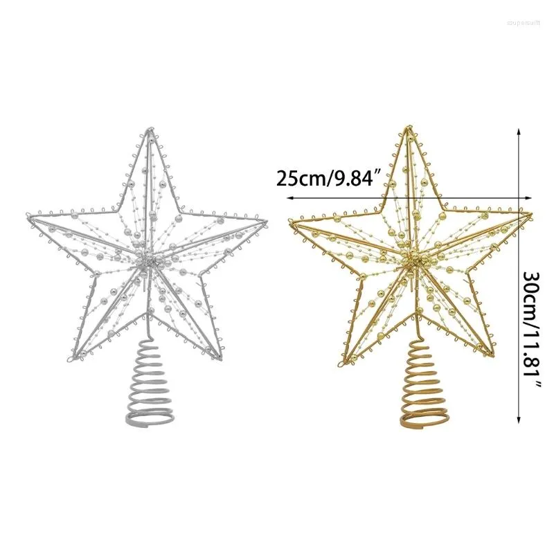 Weihnachtsdekorationen 652f Baum Topper Stern Ornamente Baumkranz Eisenmaterial Hohlschmuck 2 Farben