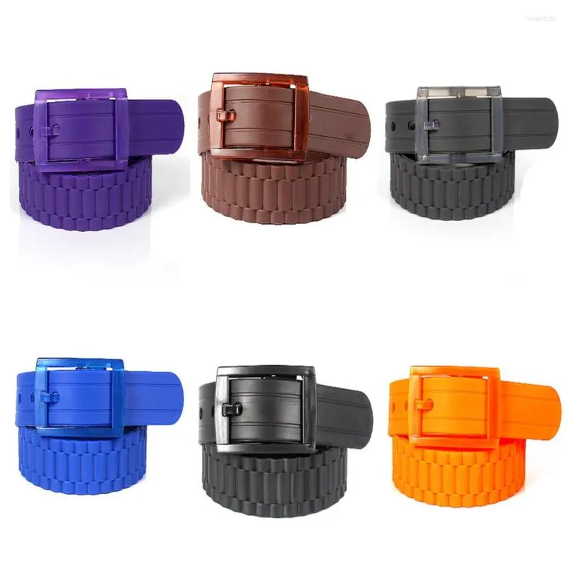 Cintos masculinos femininos lison coloras de silicone couro ondulado cinto de forma de fivela de fivela de fivela pd009