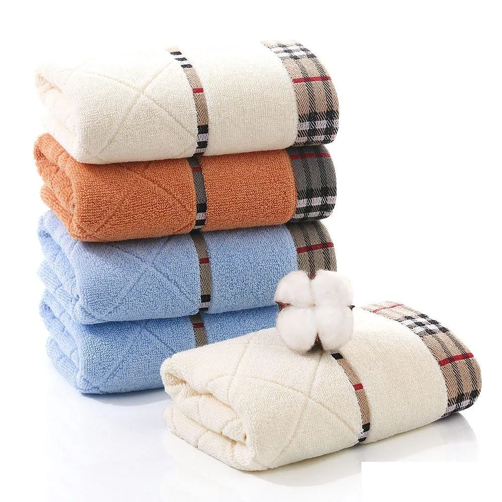 Towel Pure Cotton Super Absorbent Large Towel 34X75Cm Thick Soft Bathroom Towels Comfortable Drop Delivery 2022 Home Garden Textiles Dhayn