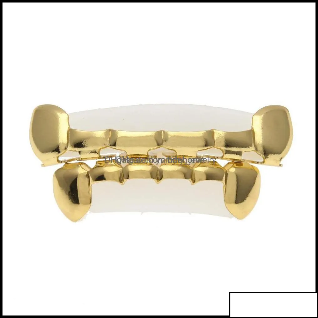 Grillz Dental Grills Hip Hop Draca Vampire Half Grillz Fang Slim 14K Gold vergulde bovenkant onderkant onderste rij slakken tanden druppel levering 202 otczs