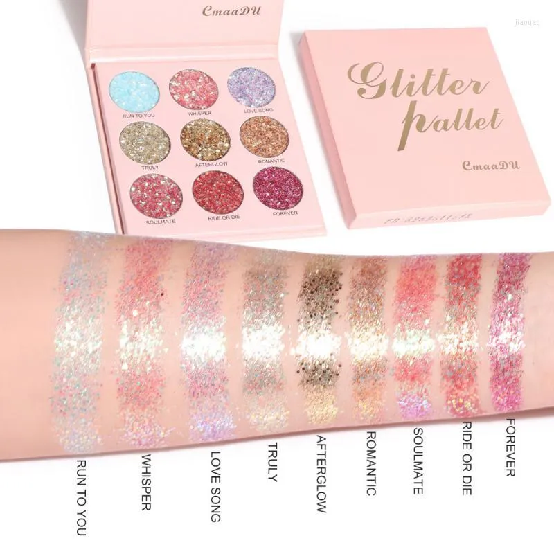 Eye Shadow Cmaadu 9-color Diamond Sequined Palette Soft Glitter Eyeshadow Make Up Long-lasting Shimmer