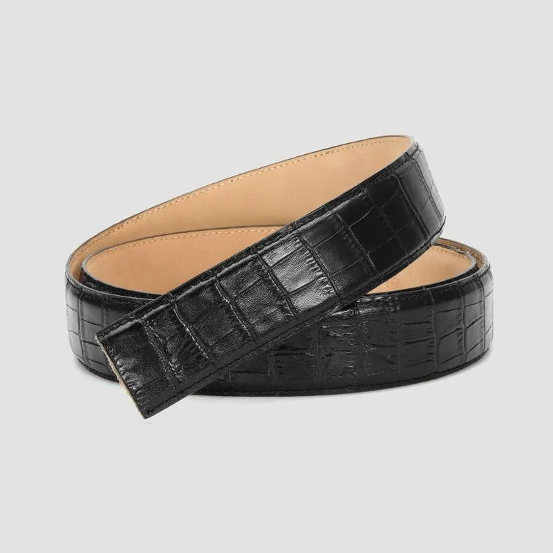 Belts Durable No Buckle Head Belt Men's Bar Automatic Frosted Bottom Pure Cowhide Leather Genuine Without Bus