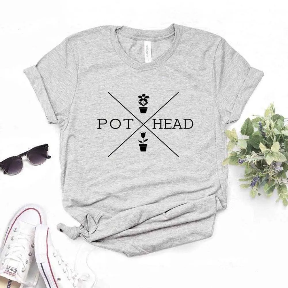 Pot tête fleur femmes t-shirts hauts décontracté drôle t-shirt pour dame haut t-shirt Hipster 6