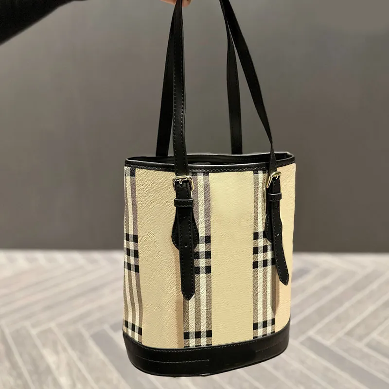 Checkered Bucket Bag Women Classic Handbags Purse Small Tote Wallets