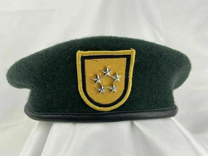 Berets US Army 1th Special Forces Group Green Beret Officer 5 Star General Rank Hat Cap