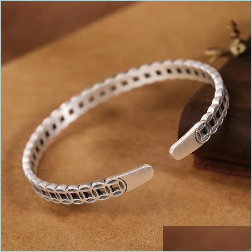 Bangle Bangle Vintage Sier Women Mountry Bracelets Древние китайские монеты дизайнерские дизайнерские браслеты доставки 2022 Ювелирные изделия DH7OT