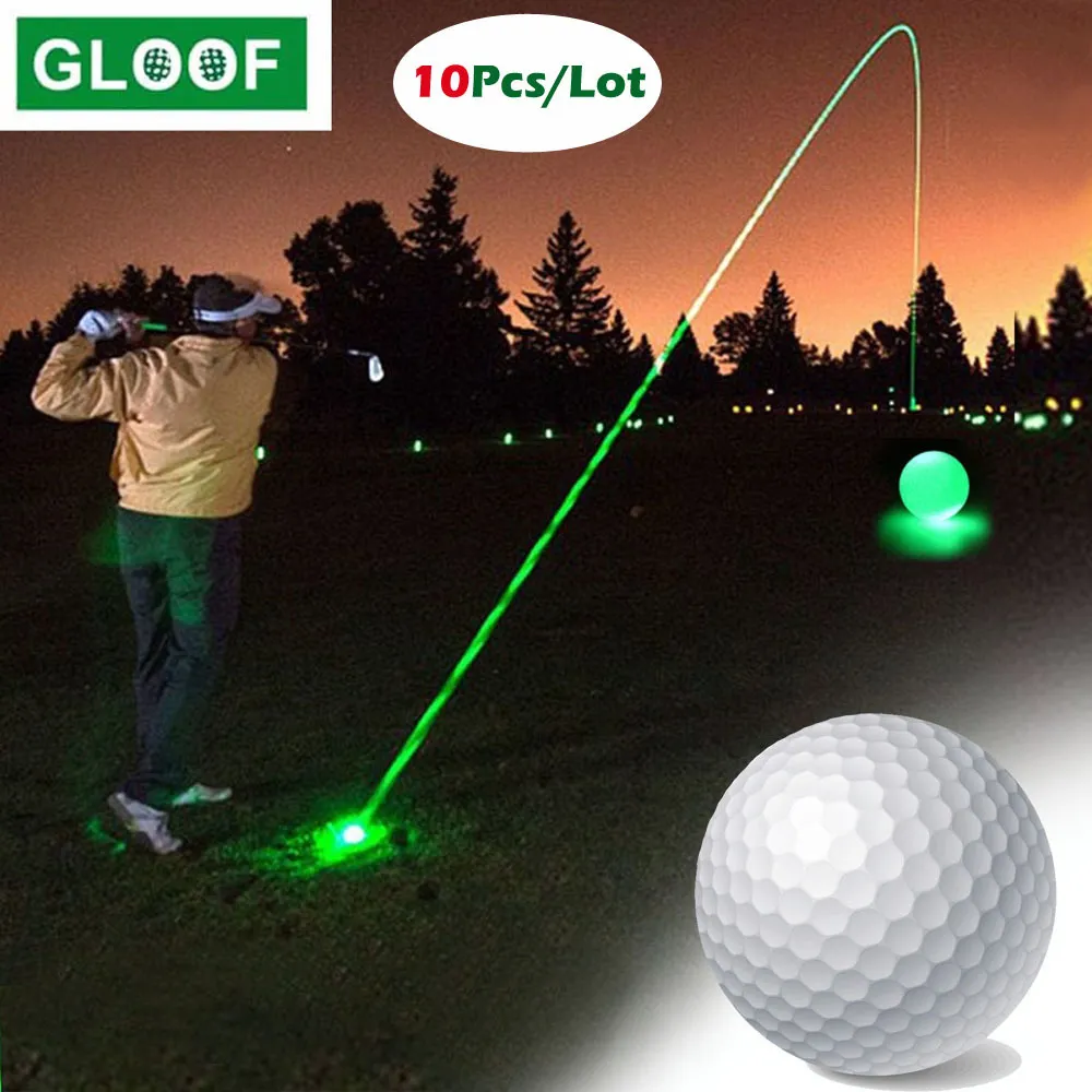 Golf Balls 10PcsLot Night Luminous Light Up Bright Glow Reusable Ball 221102