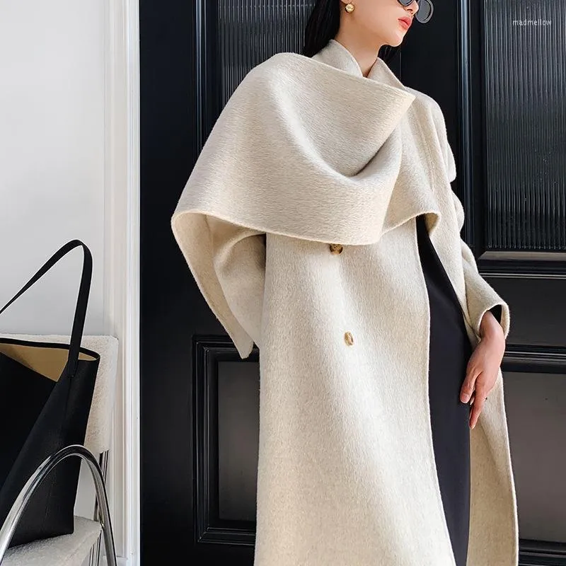 Long Womens Coat with Shawl Collar and Belted Waist main image 0