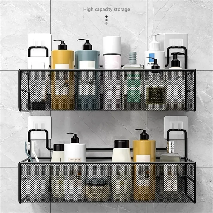 Badezimmerregale, schwarzes Wandregal, Dusche, Shampoo-Regal, Küchengewürz-Aufbewahrungskorb, Toilettenseifenhalter, Organizer 221102