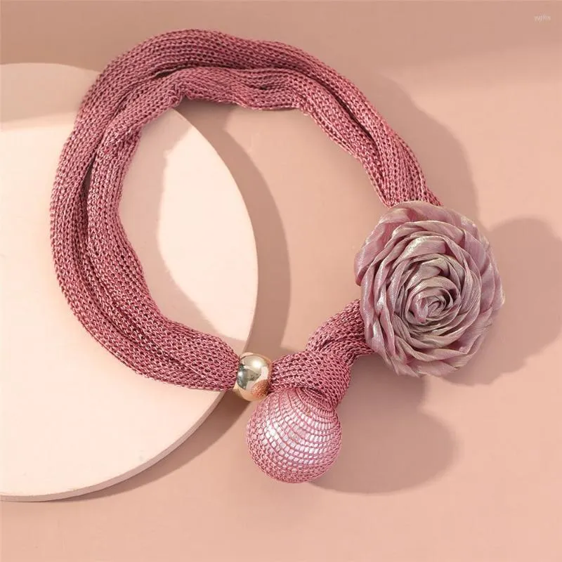 Choker Big Shell Pearl Pendant Necklaces Rose Flower Thick Rope Adjustable Statement Women Jewelry Party Accessories