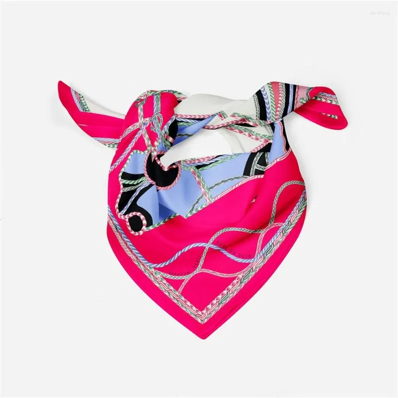 Scarves 53CM Twill Silk Scarf Woman Horse Printed Square Wraps Bandana Small Hijab Foulards Muslim Headscarf231u