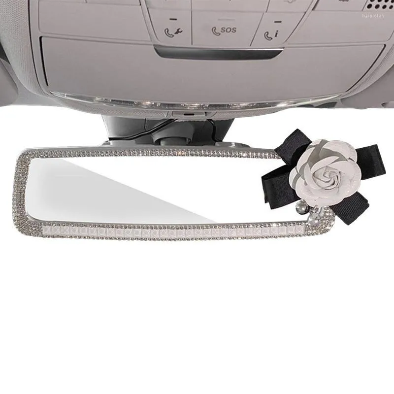 Interieur accessoires abs bling achteruitzicht spiegel universele camellia auto automotive spiegels voor make -up