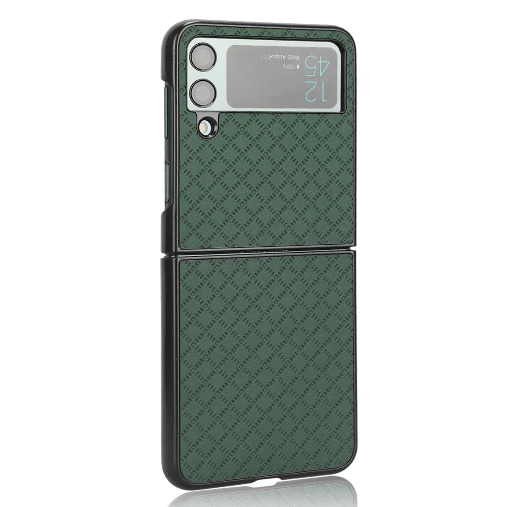 Étuis de téléphone pour Samsung Galaxy Z Flip 4 3 Funda motifs carrés autocollant PU cuir housse en plastique