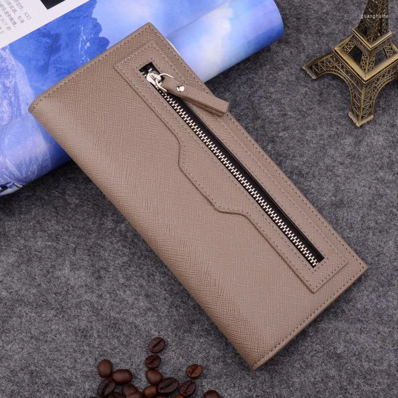 Wallets Vintage Men Slim Wallet Quality PU Leather Bifold Business Designer Long Card Holders Zipper Coin Purse