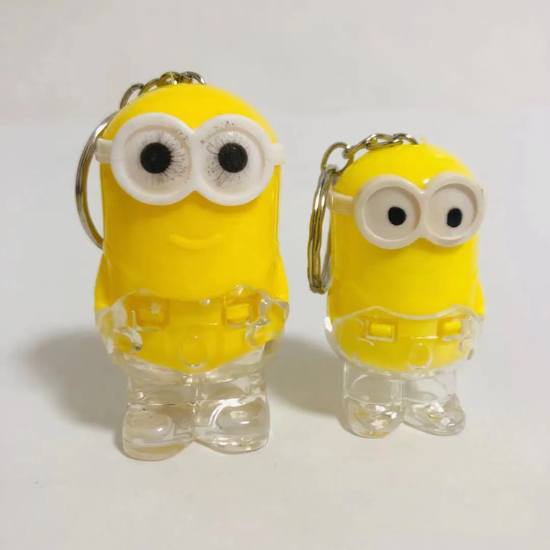 Arrival Minion LED Gadget Light Keychain Key Chain Ring Kevin Bob Flashlight Torch Sound Toy Despicable Me Kids Christmas Promotion Gift