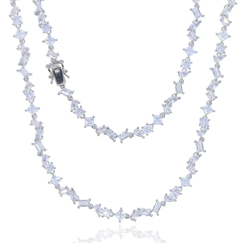 Nouvelle mode 5A CZ pierre pavé déclaration collier plaqué argent or pour les femmes dame mariage bijoux en gros