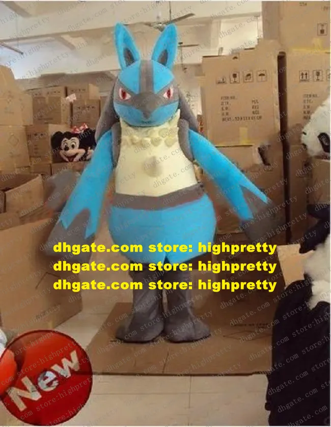 Vivid Blue Pocket Monster Mascot Costume Mascotte Monstrosity Freak With Yellow Prickly Coat Long Blue Tail No.1238 Free Ship