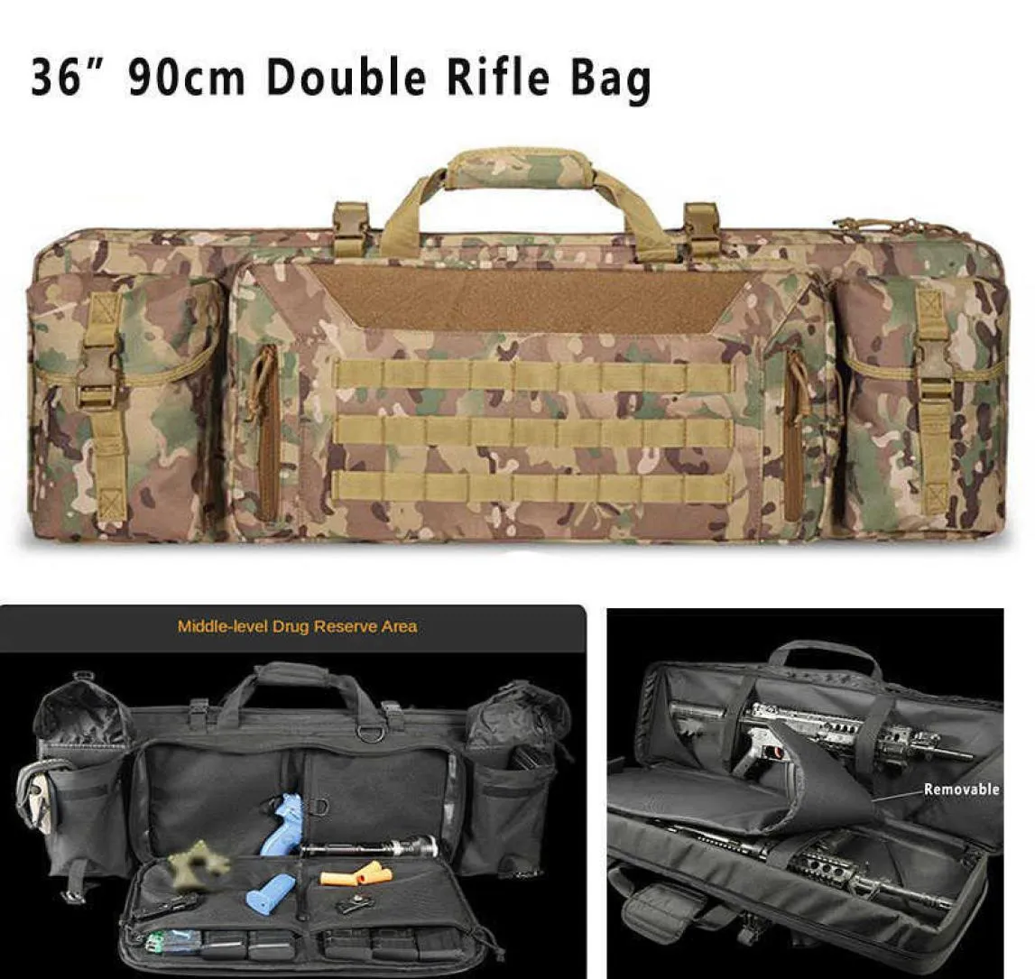 Tactical 36 Inch 90cm Double Rifle Bag Molle Gun Case Backpack for M4 Ak47 Carbine Airsoft Portable Bag Accessories for Hunting Q04132680