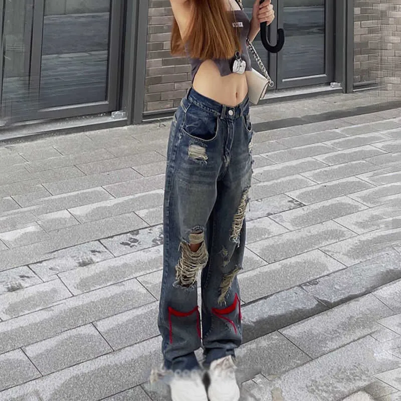 Jean gris troué clearance femme