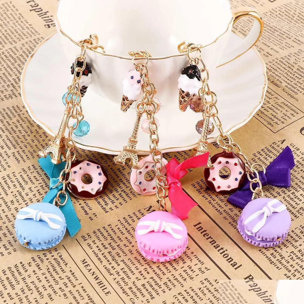 Keychains Lanyards 1pc Strasskuchen Nizza Kuchen Arons Schl￼sselketten Neuheit Mode Charme Frauen M￤nner DIY Accessoires Bag Dekoration Juwel Dhnim