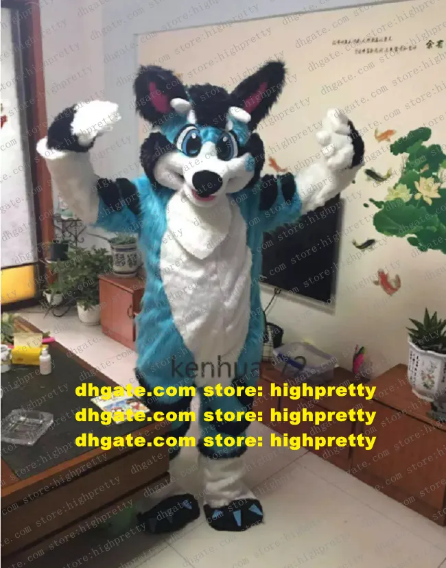 Mascotte da cane Husky Furry Blue Long Furry Costume Fuf Fursuit Festival da cartone animato per adulti Eventi promozionali ZZ9501