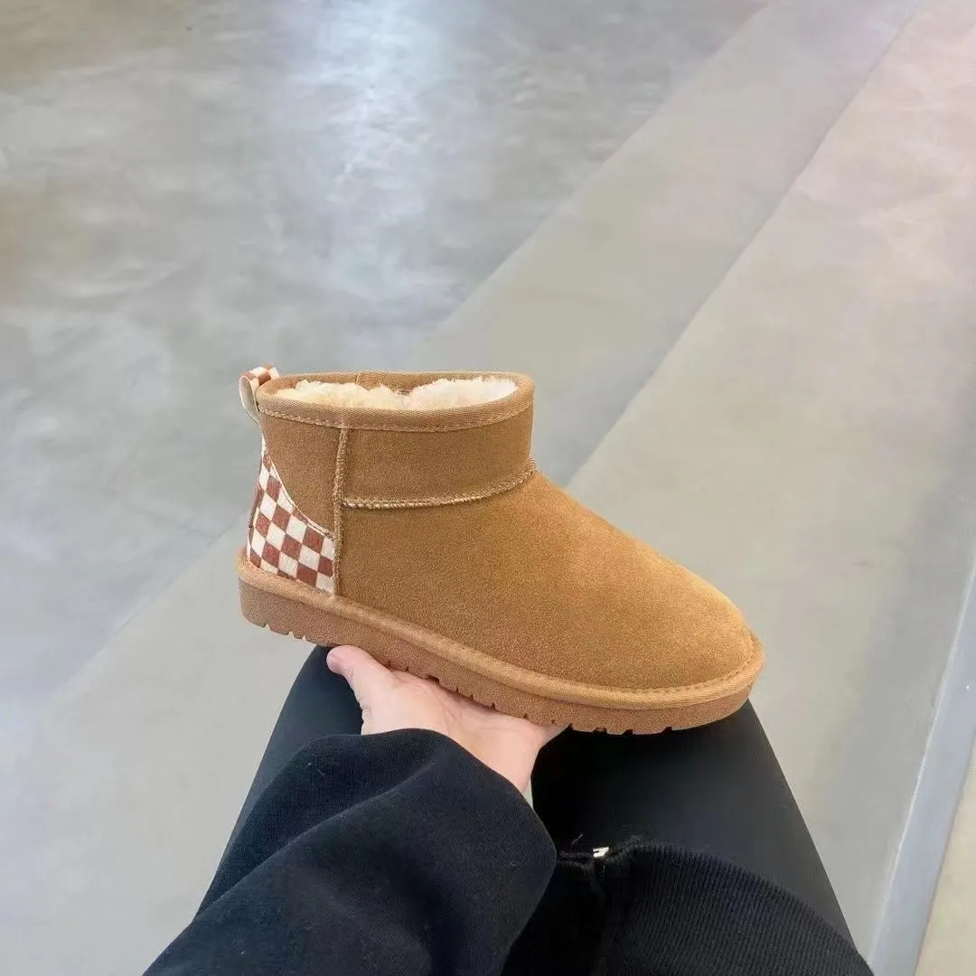 Australia U G G Platform Woman Winter Boot Designer Checked Ankle Boots Tazz Shoes Chestnut Black Warm Fur Indoor Australian Booties From 35 86 DHgate