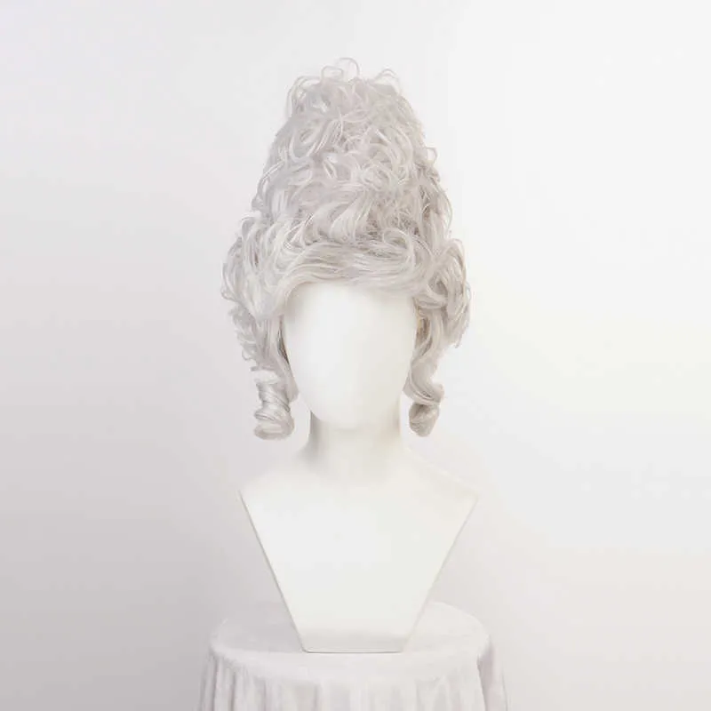 Синтетические парики Мария-Антуанетта парик принцесса серебристо-серые парики средние вьющиеся термостойкие синтетические волосы косплей парик кепка T221103