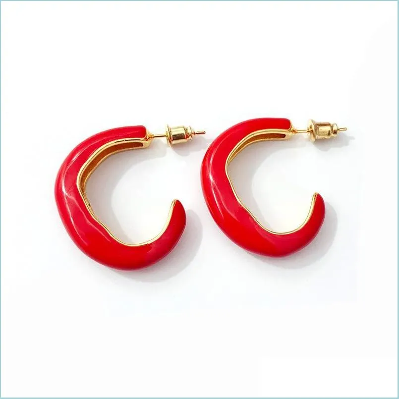 Stud Stud High Quality Glaze Irregar Shape Style Earring Gold Color Red Green Blue White Stued Earrings for Women Fashion Jewelry de DH2CP