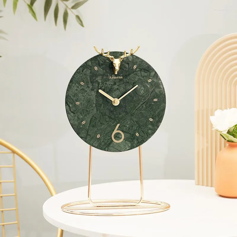 Relojes de pared FQ Modern Light Luxury Marble Desk Clock Adornos de mesa