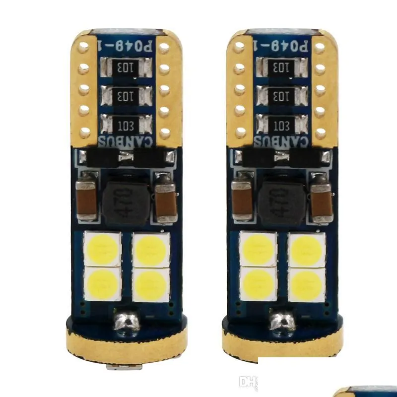 Ampoules de voiture 10X Haute Qualité T10 Canbus 12Smd 3030 Led Blanc Feu Arrière Côté Voiture Bb Erreur W5W 194 168 Style Drop Delivery 2022 Mobil Dhtuq