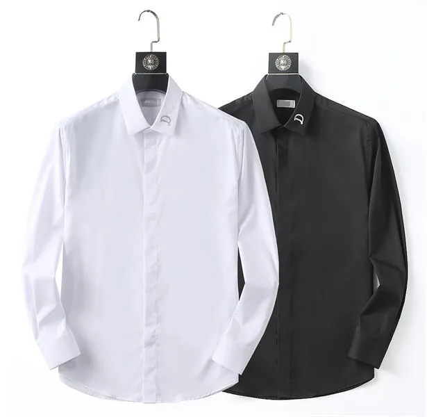 Men Shirts d￩contract￩s T-shirts de soie mince luxueuse V￪tements commerciaux formels blancs noir 2 couleurs taille m-xxxl 60