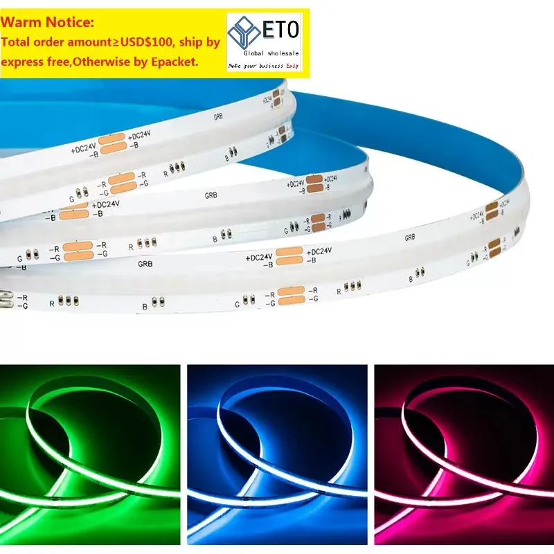 RGB COB LED Strips 810ledsm 840leds10mm DC12V من 24 فولت شريط مرن عالي الكثافة mixcolor IP20 Nowaterprof Super Brightness 5Mroll