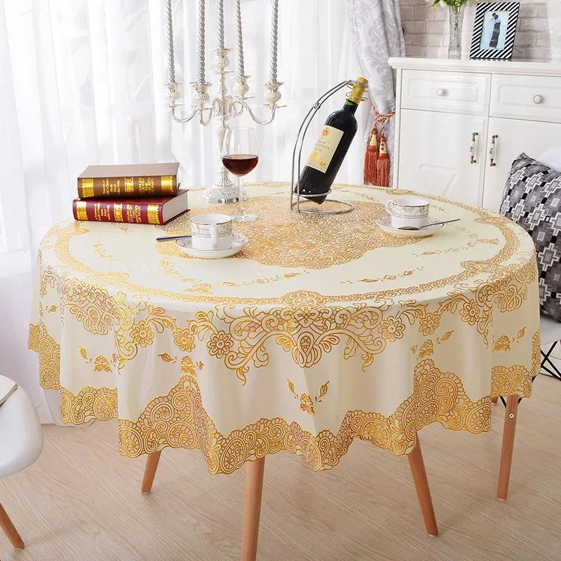 Toalha de mesa redonda escaldar ouro toalha de mesa de mesa à prova d'água à prova de cozinha de cozinha para festas para casa diâmetro de 180cm/150cm
