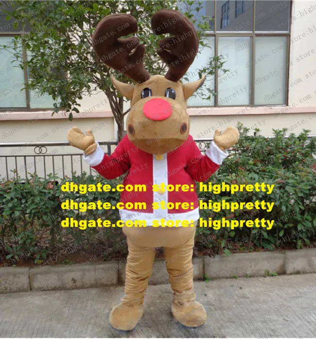 Trajes de mascote de rudolph de Natal The Red Nouked Recherer Deer Adult Cartoon Caractere Upmarket Upscale Imagem Publicidade ZZ9503