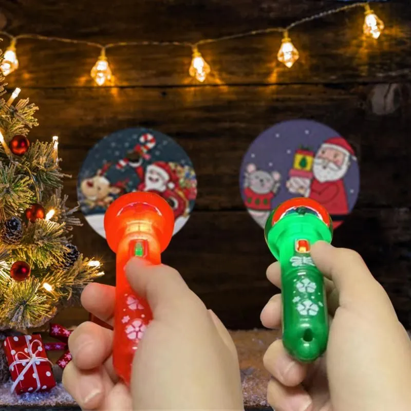 Jul Toy Projection Flashlight Portable Cute Cartoon M￶nster Gl￶dande leksaker Tidiga pedagogiska leksaker f￶r barn Xmas -g￥vor