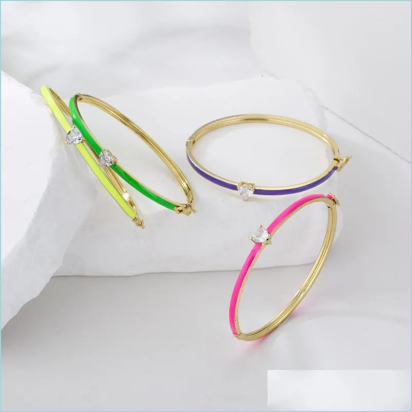 Bangle Bangle Love Heart Candy Bracelet for Women Girls Rose Neon Green Gold Gold Color Infinity Jewelry Wholesalebangle Drop Deli DHVG2