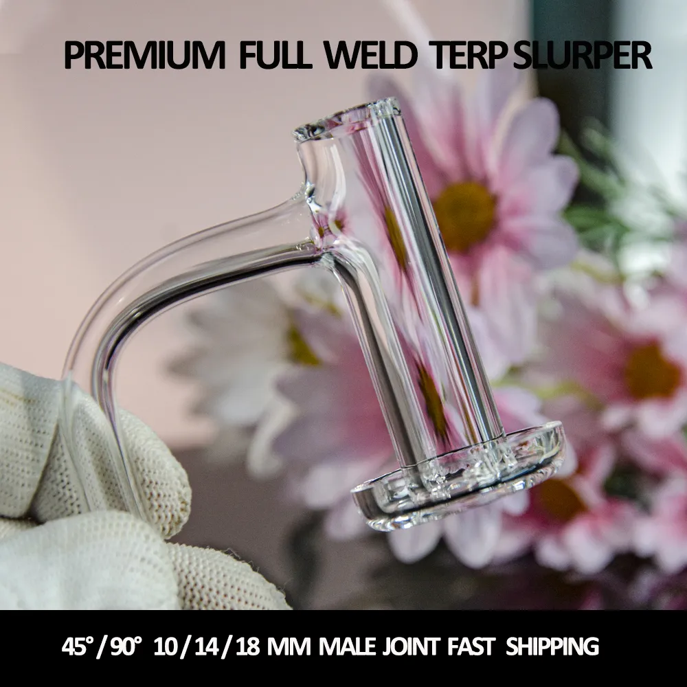 Full weld straight terp slurper smoking accessories HQ beveled edge dab devil quartz banger nail set 10mm 14mm 18mm seamless blender for bong oil rigs