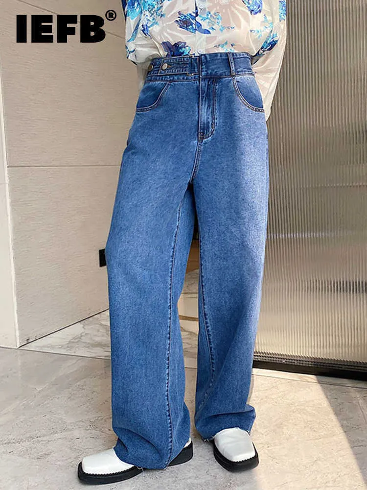 Jeans da uomo IEFB dritto da uomo vintage blue jeans tendenza coreana pantaloni casual a gamba larga in denim 2022 nuovo autunno streetwear pantaloni lunghi 9A0979 T221102