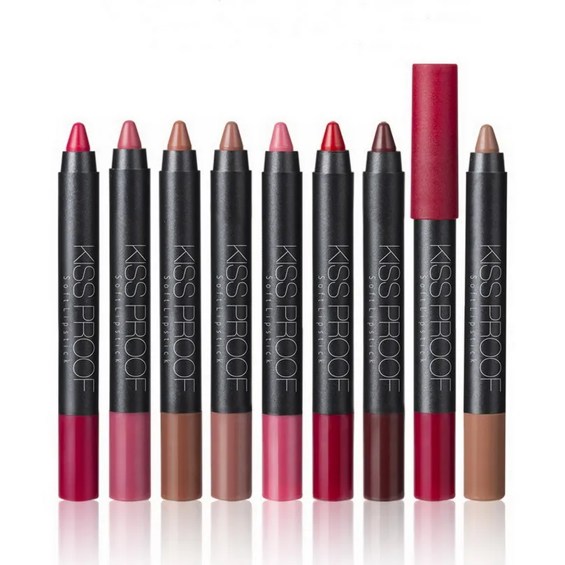 Batom Matte Menow Lápis Crayon Kiss Proof Rouge Velvet À prova d'água Longa duração Não desbota sem manchas Coloris Beauty Makeup Lip Stick