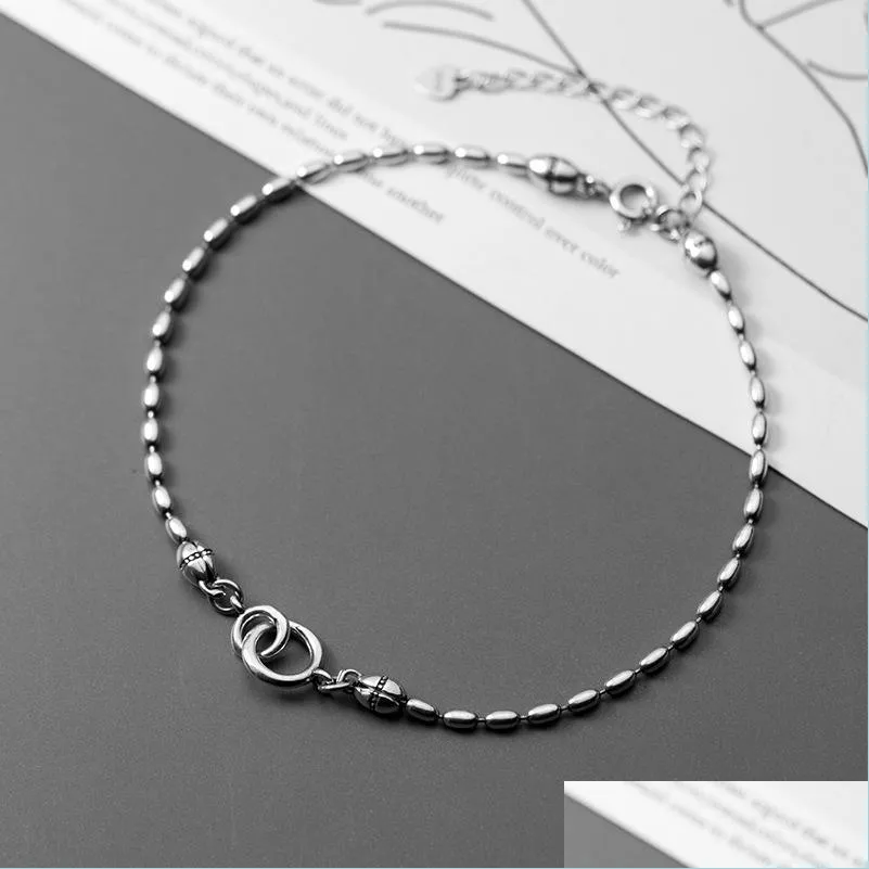 سوار Anklets Miqiao على سلسلة الساق النسائية 925 Sterling Sier Anklets أنثى مجوهرات فطائر الفقرة التايلاندية للفتيات Del Del Dhmtr